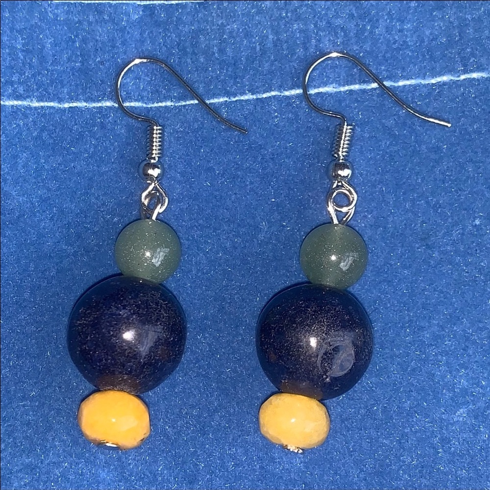 925SS  Lapis Lazuli Green aventurine earrings